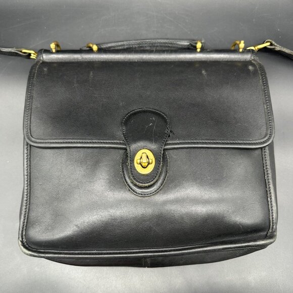 Vintage Coach Purse Willis 9927 Black Leather Messenger Crossbody Bag 1999 Y2K - Picture 4 of 16